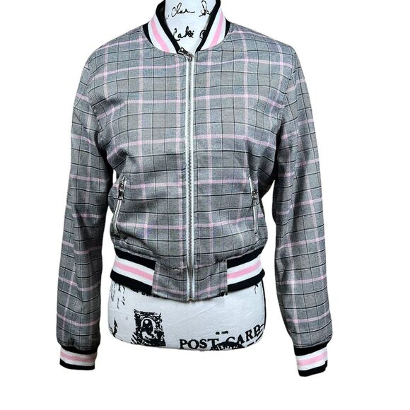 Charlotte Russe Gray bomber jacket zipper closure size M 90 baddie barbie - Picture 1 of 14